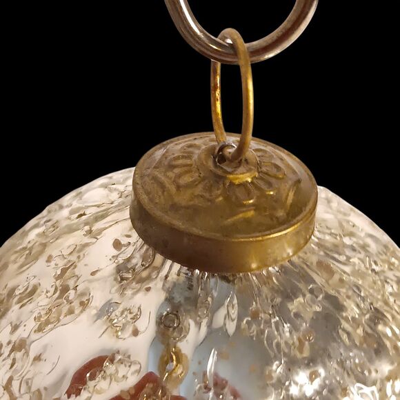 Large Silver Crackle Glass Christmas Ornament Round Kugel Style 4" Set Of Three - Picture 6 of 8